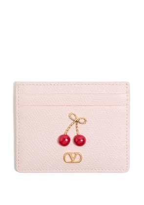 Valentino Garavani cherryfic-embellished leather cardholder - Pink