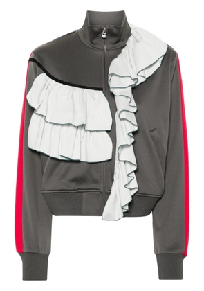 Facetasm ruffled striped zipped jacket - Grey