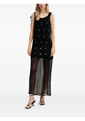 NEVER FULLY DRESSED tie-detail embellished maxi dress - Black