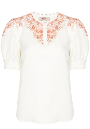 TWINSET floral-print chambray blouse - Neutrals