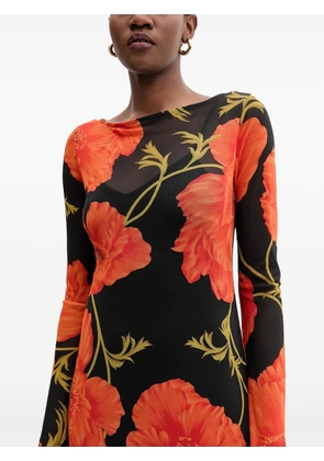 NEVER FULLY DRESSED floral long-sleeve maxi dress - Black