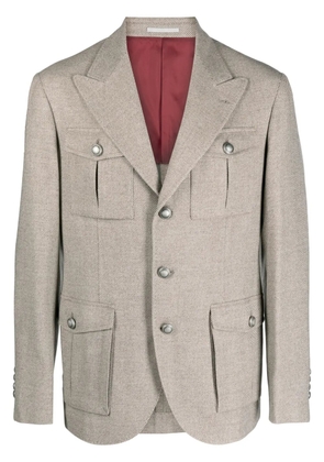 Brunello Cucinelli peak-lapel single-breasted blazer - Neutrals