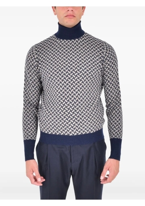 Drumohr patterned roll-neck sweater - Blue