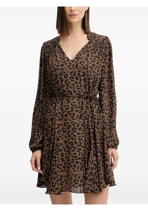GUESS USA V-neck animal-print mini dress - Brown