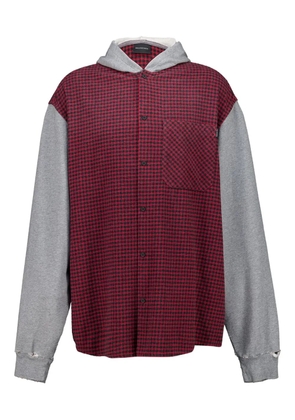 Balenciaga hooded check shirt jacket - Red