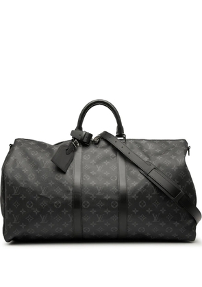 Louis Vuitton Pre-Owned 2019 Monogram Eclipse Keepall Bandouliere 55 travel bag - Black