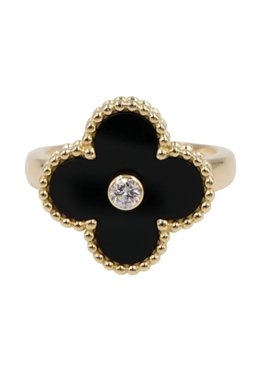 Van Cleef & Arpels Pre-Owned 2010s 18K yellow gold Alhambra diamond onyx ring