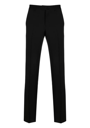 Emporio Armani virgin-wool mid-rise tapered trousers - Black