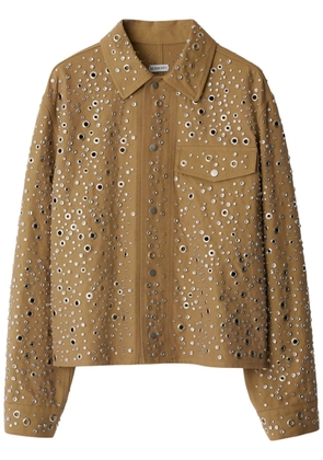 Burberry stud-embellished cotton shirt jacket - Neutrals