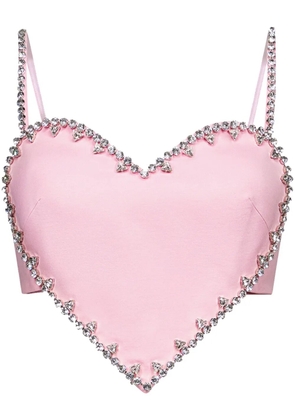 AREA crystal-trim heart crop top - Pink