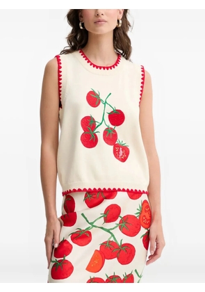 NEVER FULLY DRESSED tomato-embroidered top - Neutrals