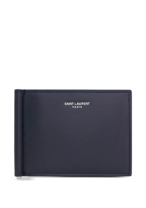 Saint Laurent logo bill-clip wallet - Blue
