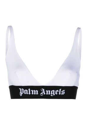 Palm Angels logo-tape triangle bra - White