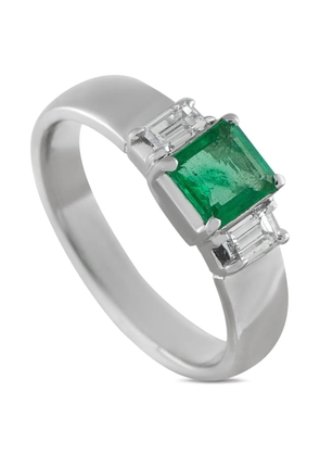 LB Exclusive Platinum diamond emerald three-stone ring - Silver