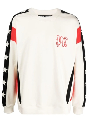 Palm Angels logo-embroidered cotton sweatshirt - White