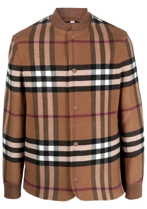 Burberry check-pattern wool bomber jacket - Brown