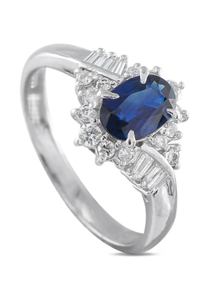 LB Exclusive Platinum diamond sapphire cluster ring - Silver