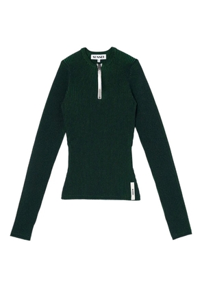Sunnei zip-detail round-neck sweater - Green