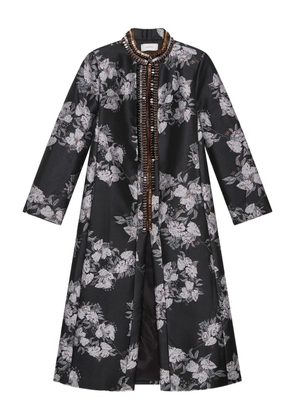 MALIPARMI floral-print crystal-embellished coat - Black