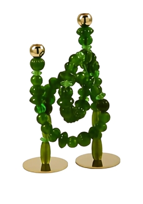 POLSPOTTEN beaded candlestick holders - Green