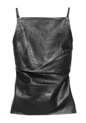 St. Agni square-neck leather top - Black