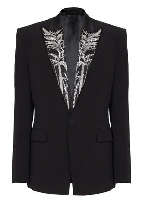 Balmain Bamboo-embroidered single-breasted blazer - Black