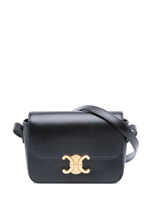 Celine Pre-Owned 2020 Teen Shiny Calfskin Triomphe crossbody bag - Black