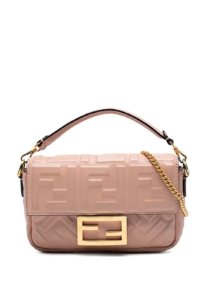 Fendi Pre-Owned 2010-2025 Mini Zucca Embossed Leather Baguette satchel - Pink
