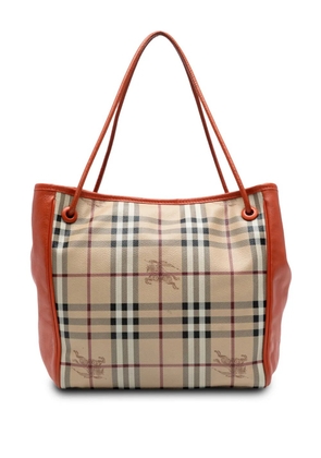 Burberry Pre-Owned 2000-2017 Small Leather Trimmed Haymarket Check Coated Canvas Canterbury tote bag - Brown