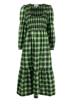 GANNI seersucker check midi dress - Black