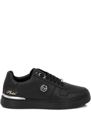 Philipp Plein logo plaque leather trainers - Black