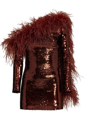 Taller Marmo Garbo Disco feather-trim minidress - Red