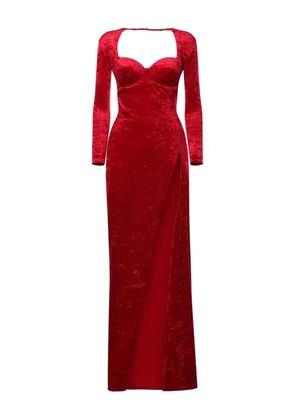 Balenciaga sweetheart long-sleeve maxi dress - Red