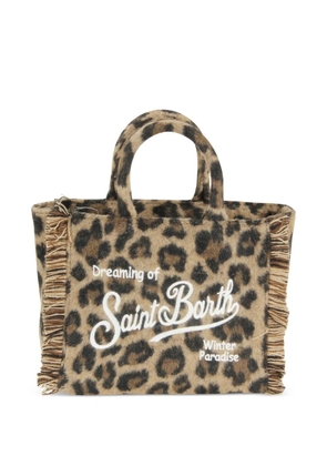 MC2 Saint Barth mini Vanity leopard-print fringe tote bag - Brown