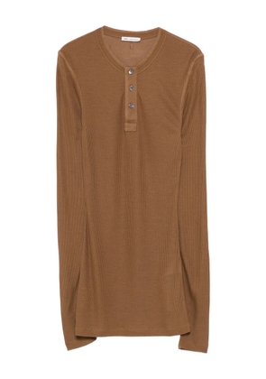 AMI Paris ribbed henley top - Brown