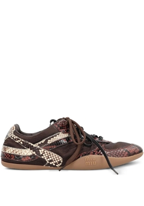 Miu Miu Gymnasium python-printed sneakers - Brown