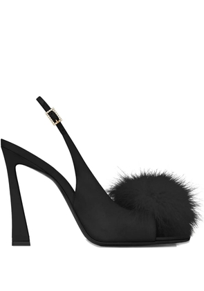 Saint Laurent 110mm faux-fur detail sandals - Black