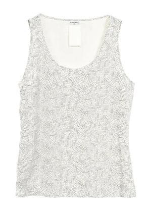 CHANEL Pre-Owned 1986-1988 logo-pattern tank top - White