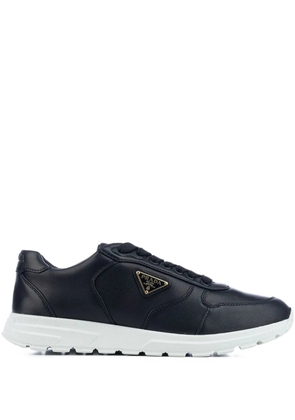 Prada leather logo-plaque sneakers - Black
