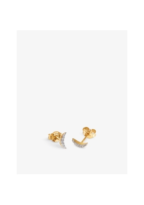 Womens Missoma Celestial Moon 18ct Recycled Gold-Plated Vermeil Sterling-Silver and Cubic Zirconia Stud Earrings