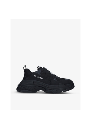Mens Balenciaga Triple S Runner Leather and Mesh Trainers