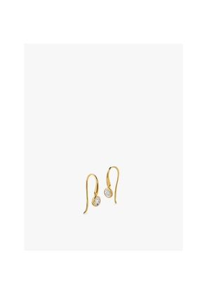 Womens Monica Vinader Solitaire 18ct Yellow Gold-Plated Vermeil Sterling-Silver and 0.09ct Brilliant-Cut Lab-Grown Diamond Drop Earrings