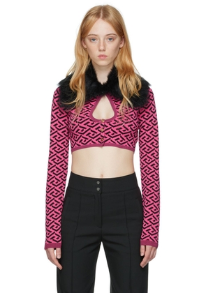 Versace Pink 'La Greca' Cardigan