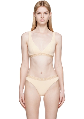 Versace Underwear Beige Greca Border Bra