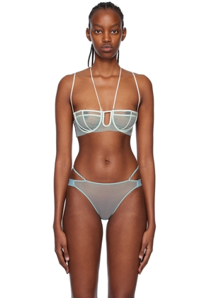 Nensi Dojaka SSENSE Exclusive Blue Triple Petal Bra