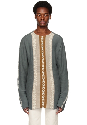 Youths in Balaclava Gray Floral Sweater