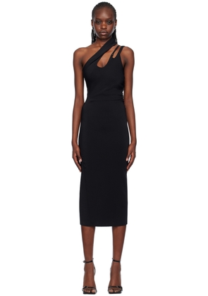 Mugler Black Asymmetric Midi Dress