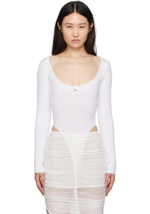 Mugler White Scoop Neck Bodysuit
