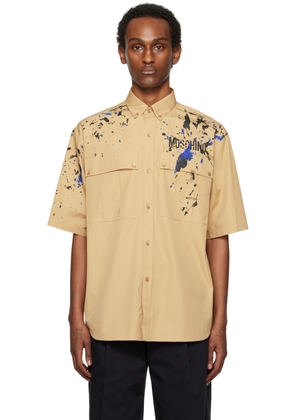 Moschino Beige Painted Effect Shirt