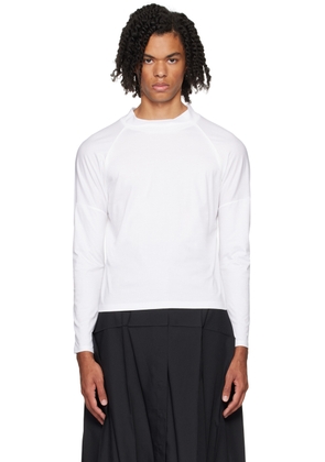 132 5. ISSEY MIYAKE White Mock Neck Long Sleeve T-Shirt